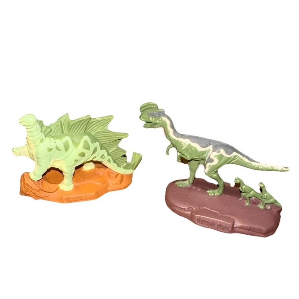 (Lot 2) Kenner 1993 Jurassic Park Die-Cast Dinosaurs Stegosaurus Dilophosaurus